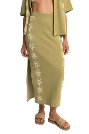 RHYTHM Women's Horizon Knit Midi Skirt Palm