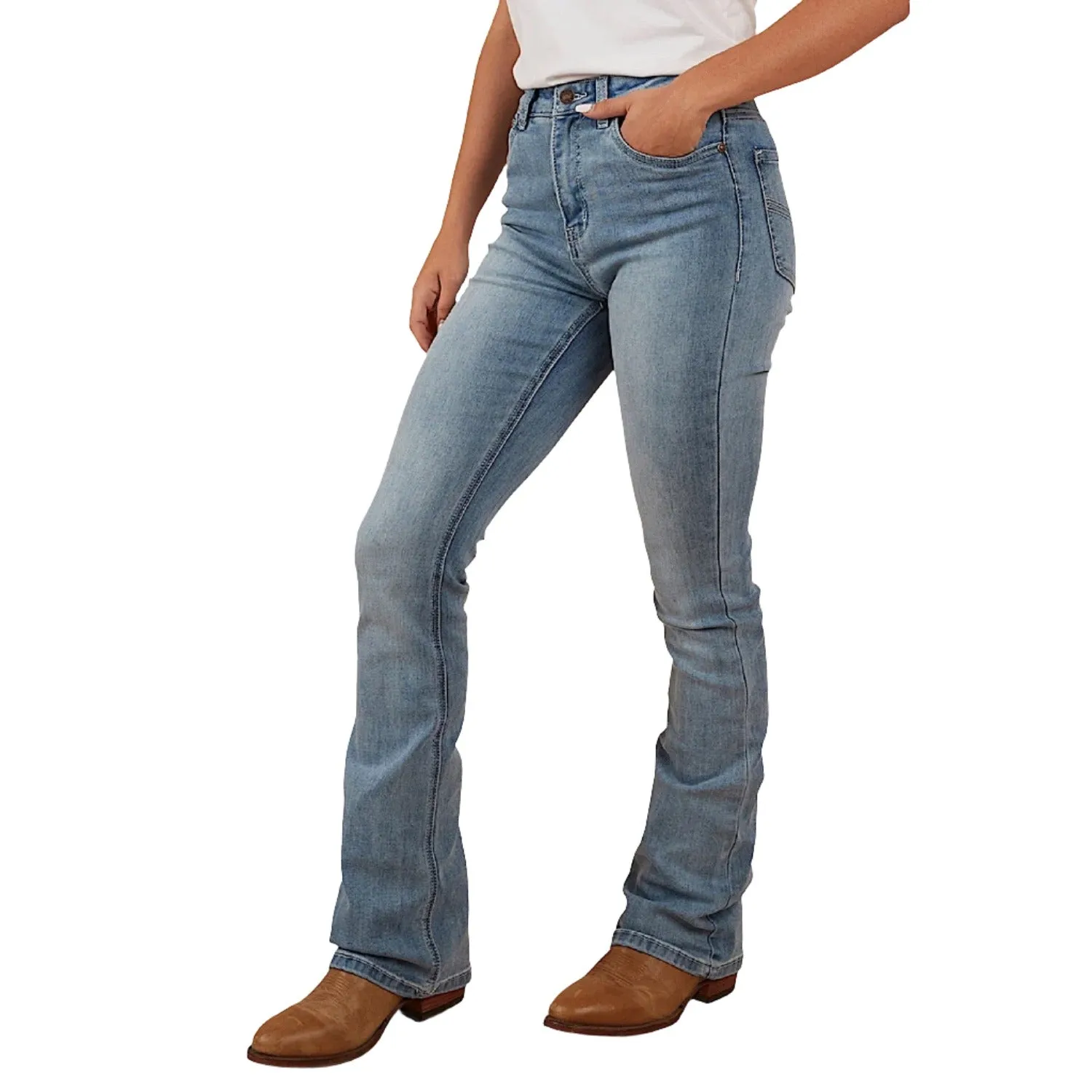 Ringers Western Women's Penny High Rise Bootleg Jean - Light Blue