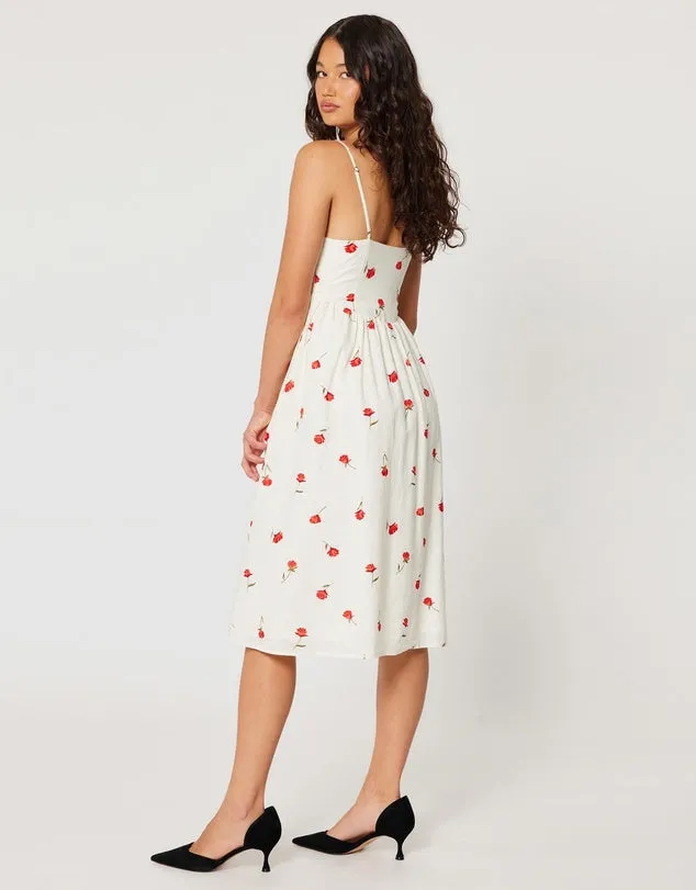 ROLLAS - Strappy Leonie Roses Dress in White