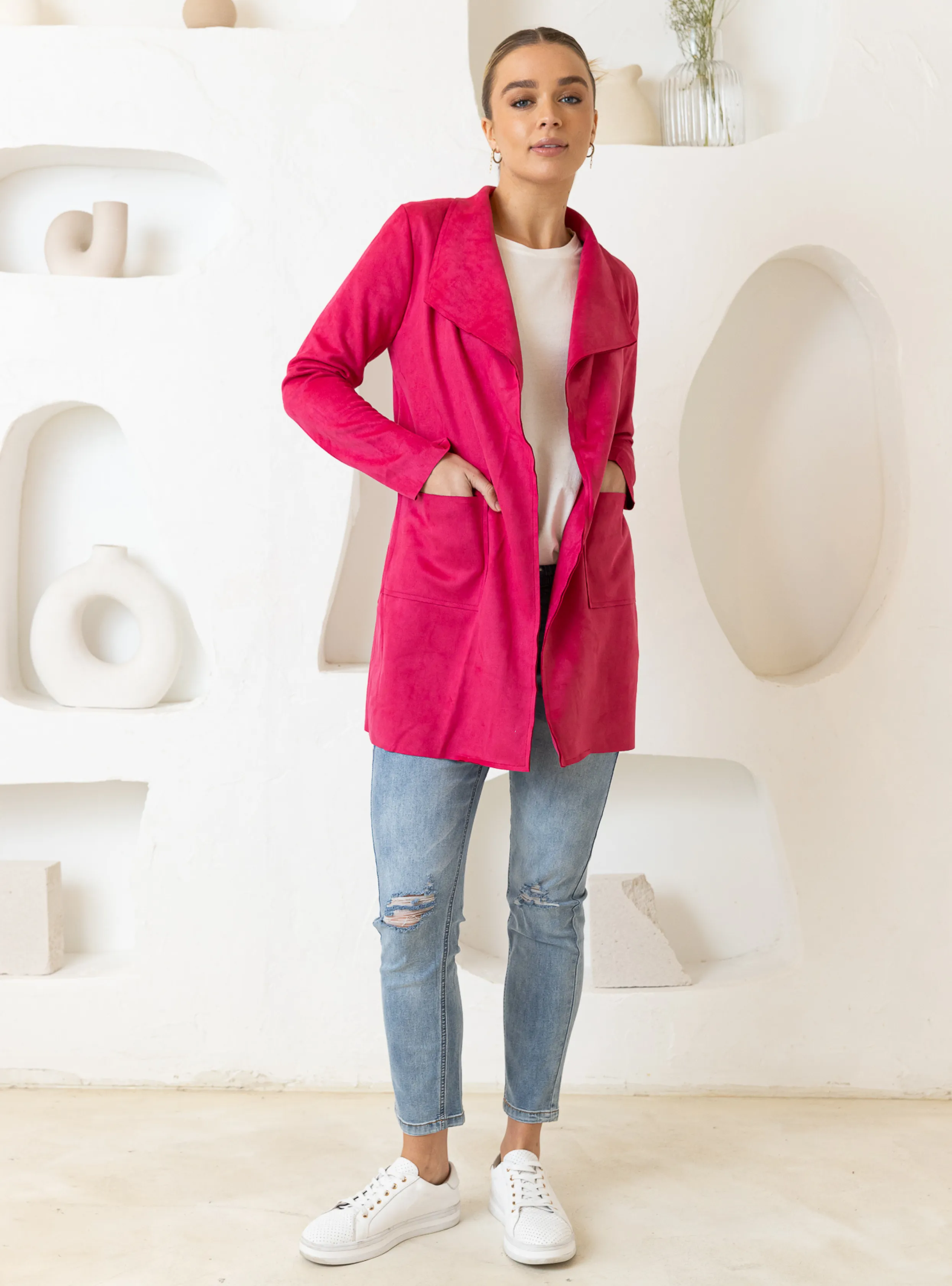 ROSE SUEDE COAT - Fuschia