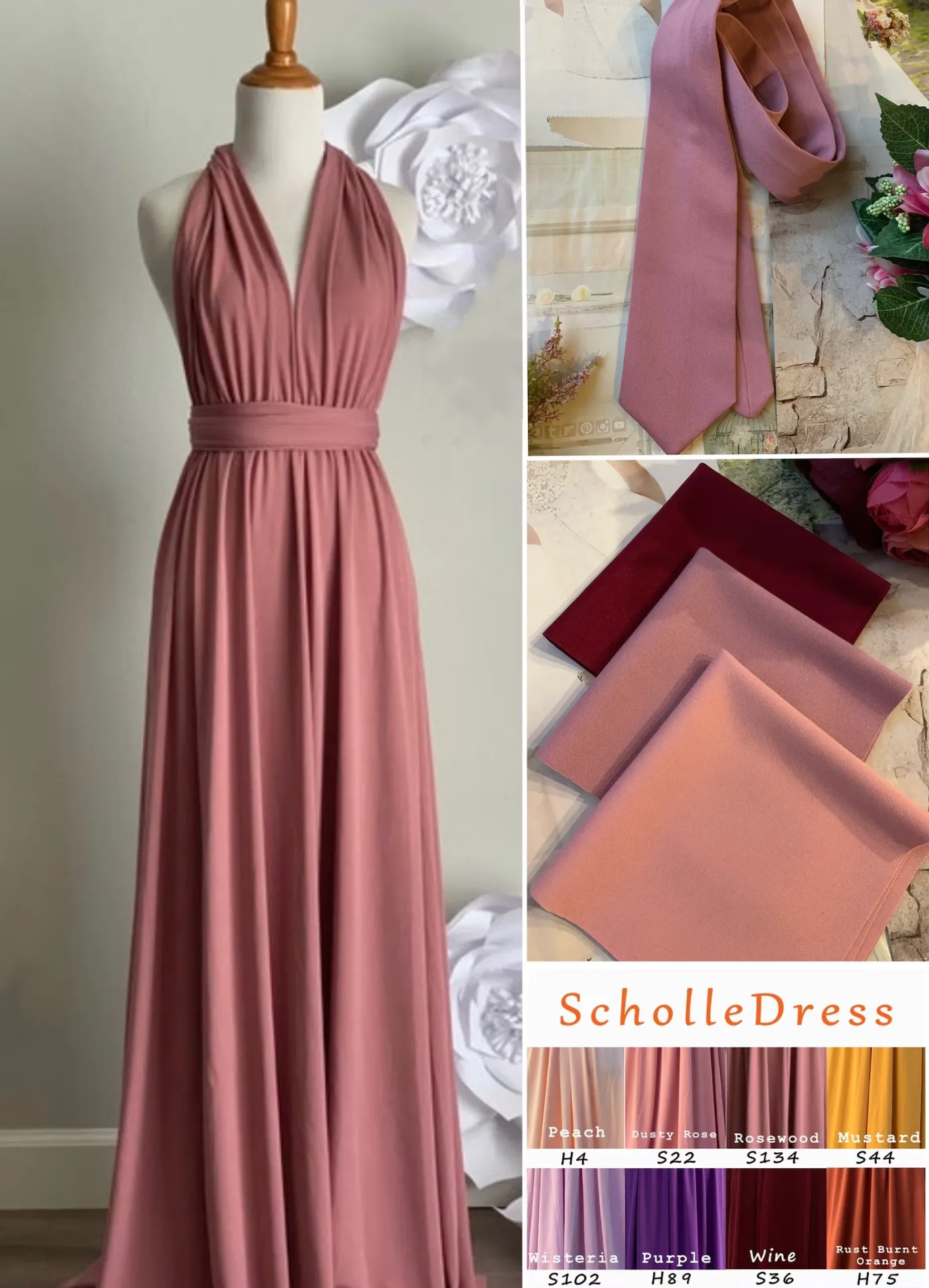 Rosewood Infinity Dress/ Wrap Convertible Bridesmaid Dress-S134