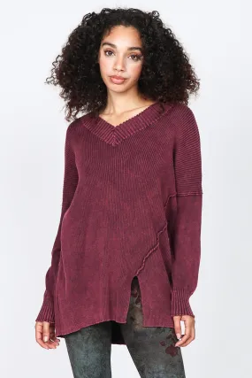 S4920A Mineral Wash Ribbed Sweater Tunic