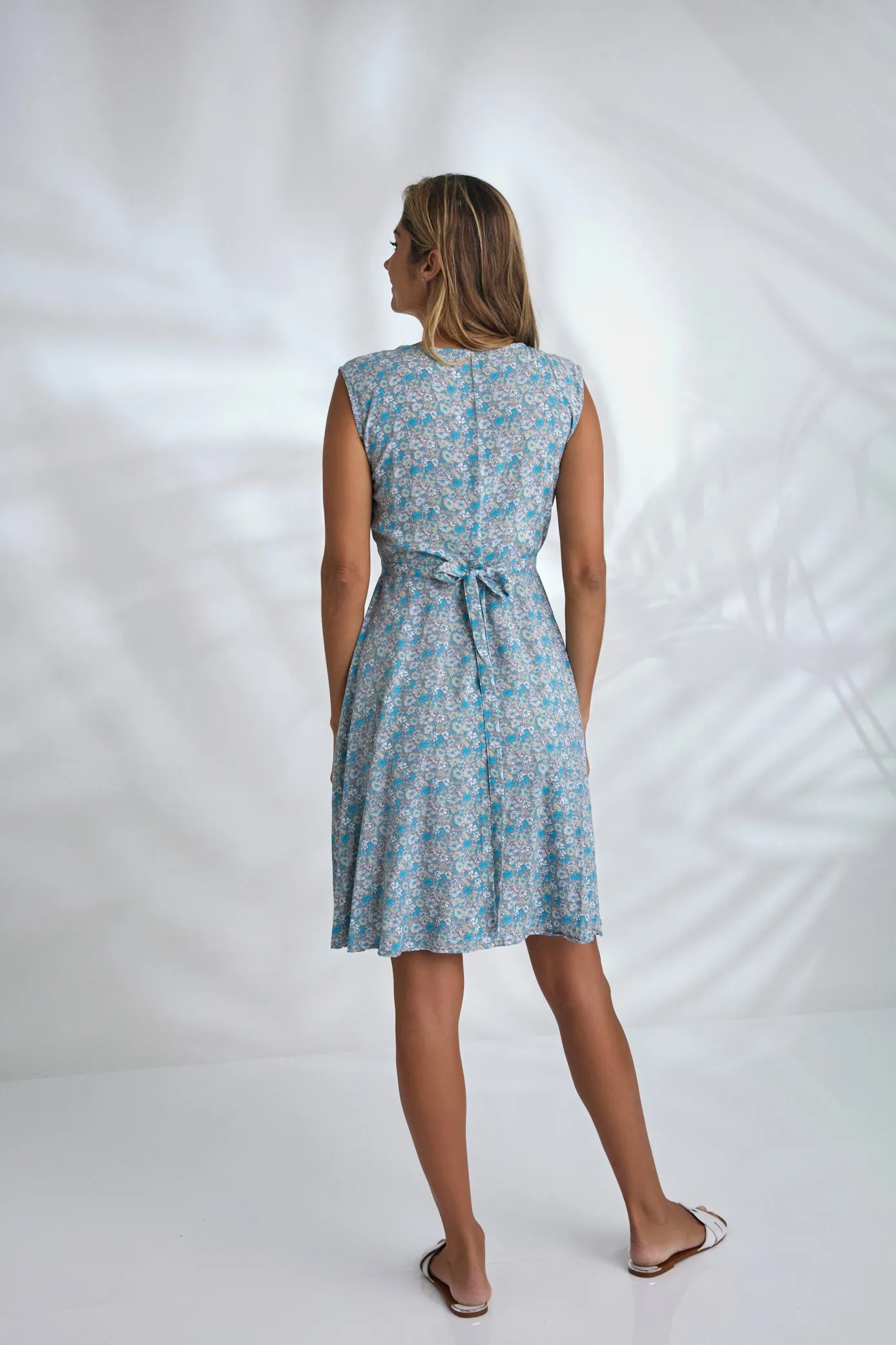 Sandy Wrap Dress - Aqua Daisy