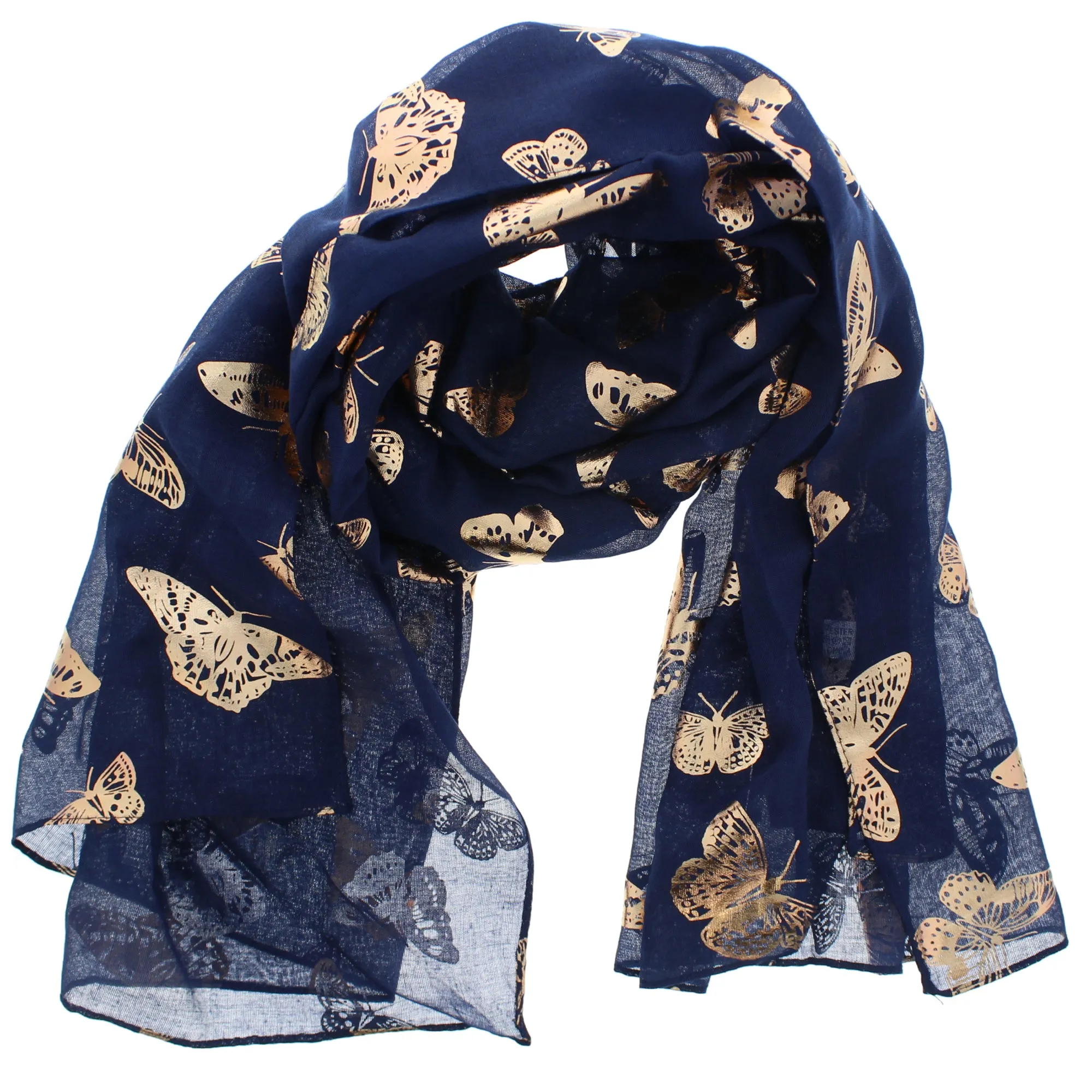 Scarf with Large Gold Foil Butterflies