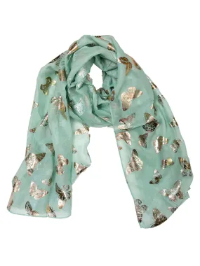 Scarf with Large Gold Foil Butterflies