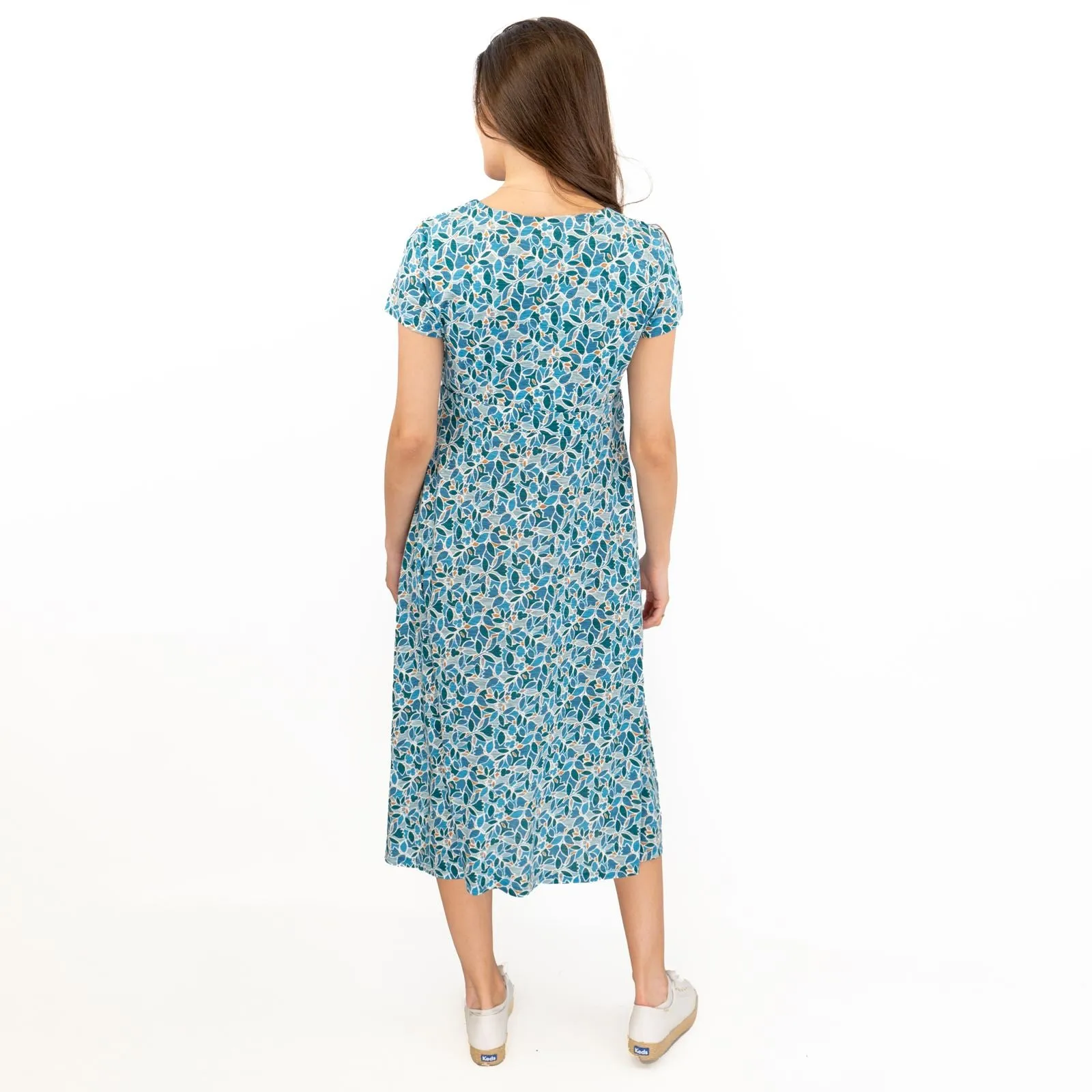 Seasalt Chapelle Blue Floral Short Sleeve Jersey Midi Dress