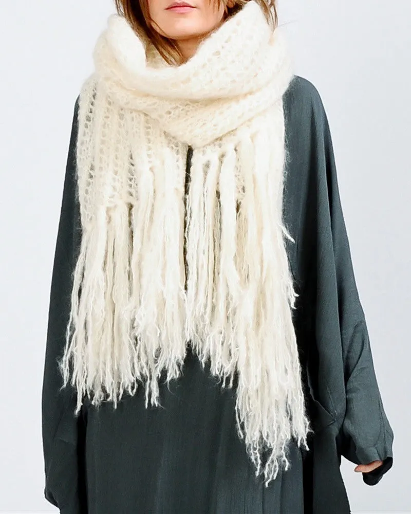 Shaggy Mohair Fringe Scarf