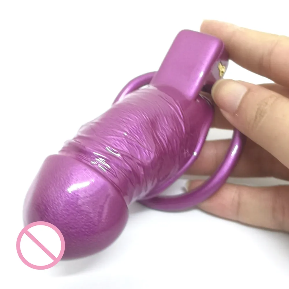 Simulation Penis Purple Lock Chastity Cage