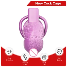 Simulation Penis Purple Lock Chastity Cage