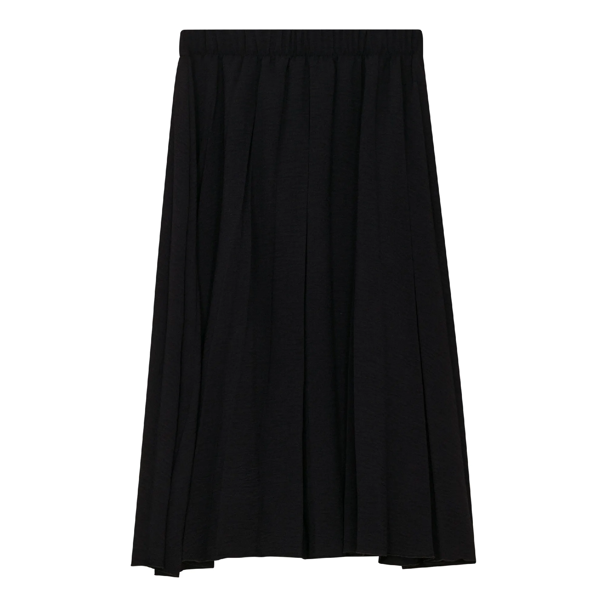 skirt messy pleat midi - black