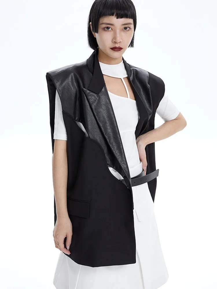 Sleeveless Leather Loose Jacket Vest