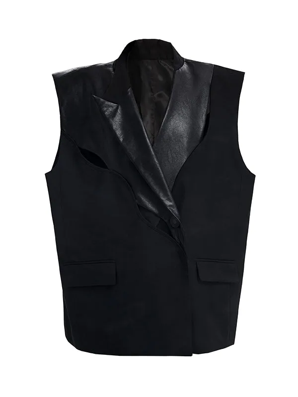 Sleeveless Leather Loose Jacket Vest