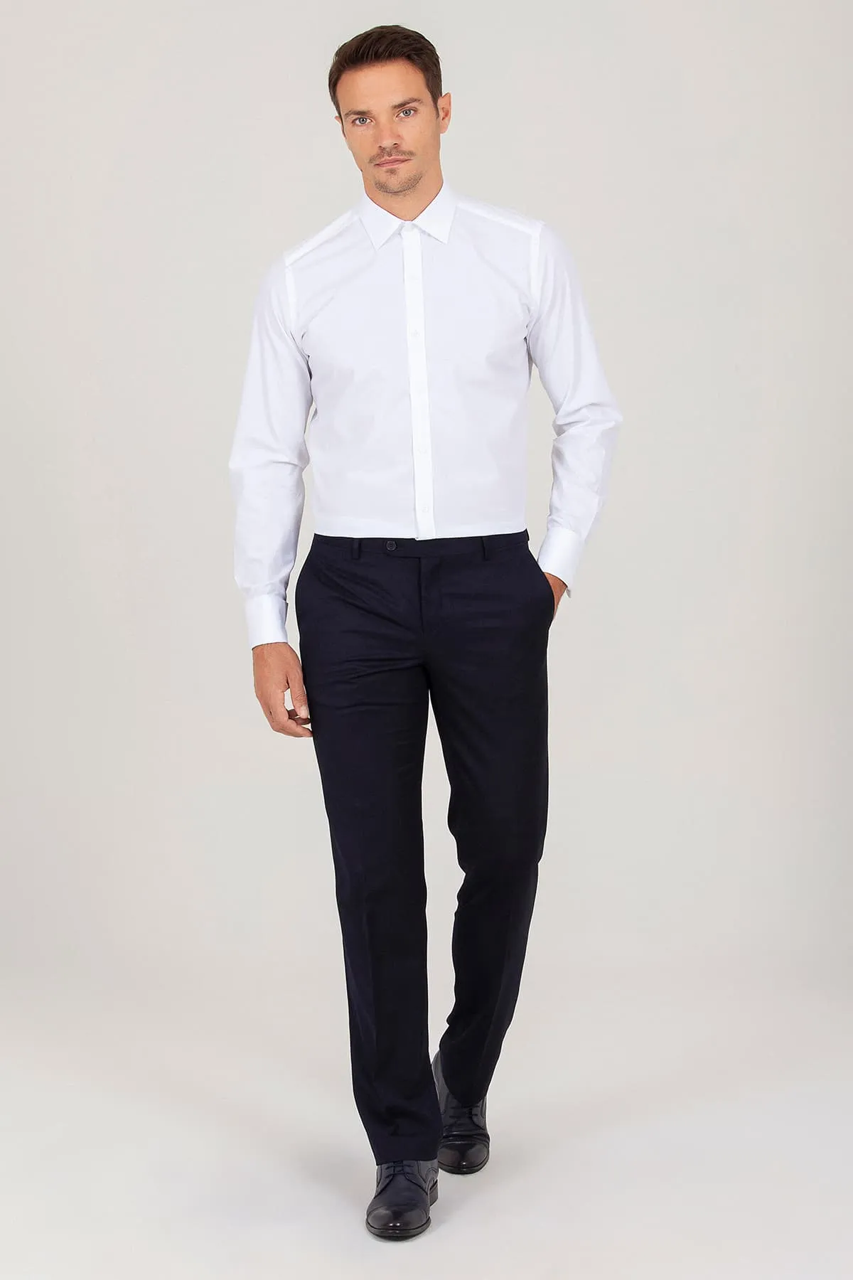 Slim Fit Cotton French Cuff White Dress Shirt