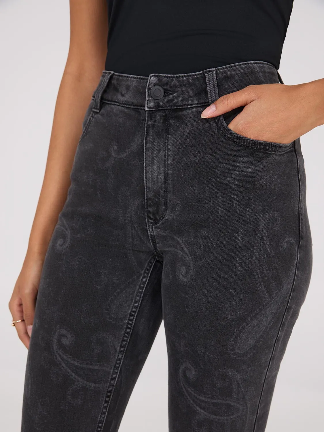 Slim Leg Paisley Jeans