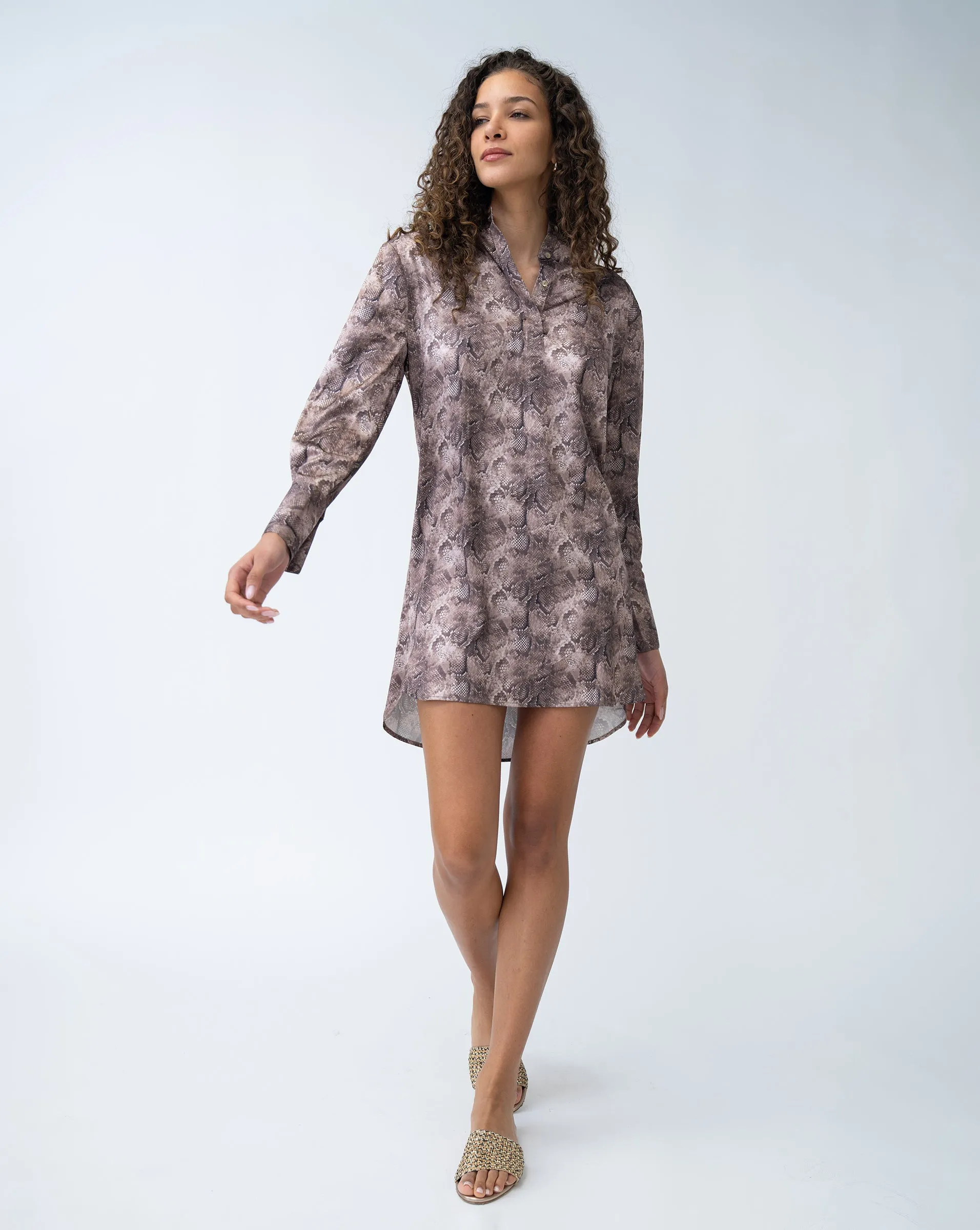 Snake Print Mini Shirtdress