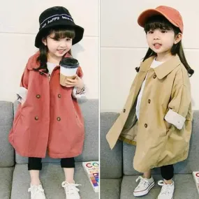 Solid Color Girl Windbreaker 1-7Y