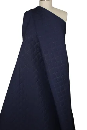 Squiggle Quilted Cotton Coating - Navy/White