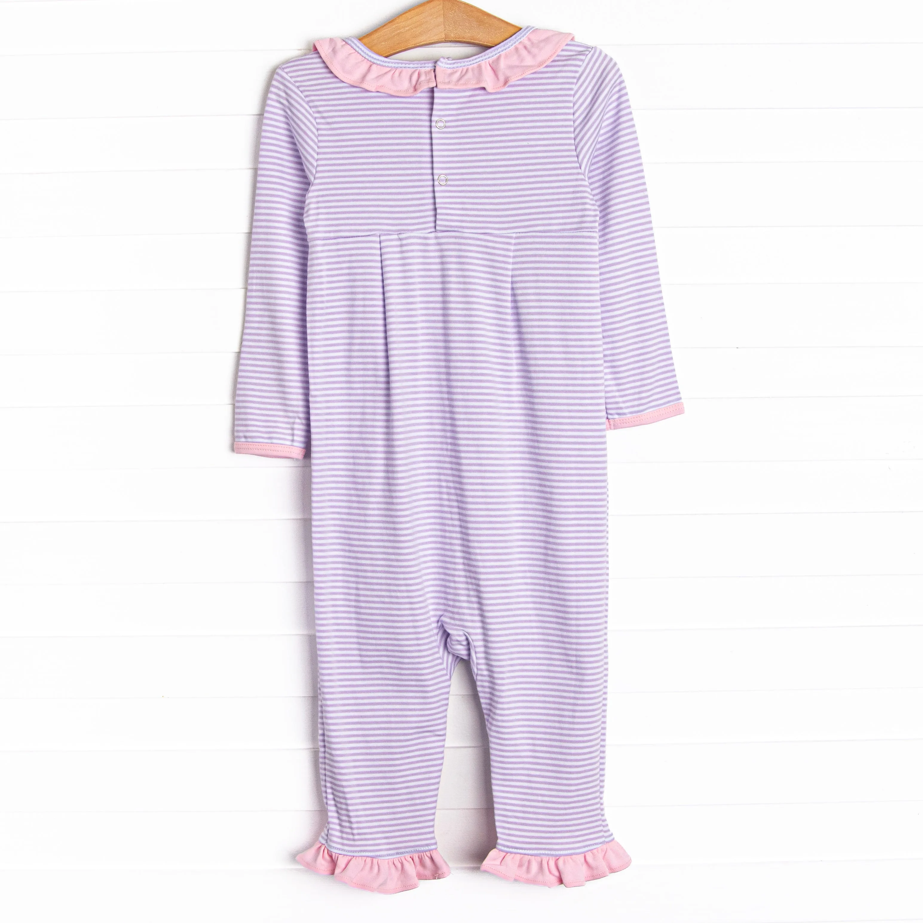 Stella Pima Ruffle Romper, Purple