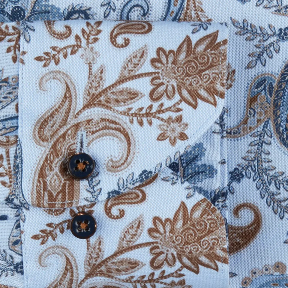 Stenstroms Light Blue Paisley Fitted Body Shirt