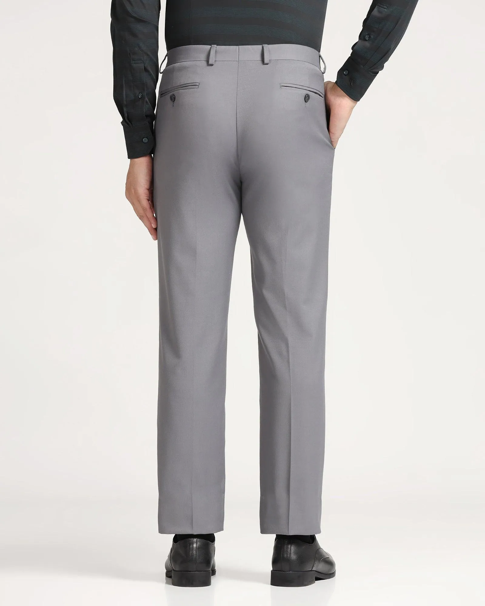 Straight B-90 Formal Grey Solid Trouser - Nedward