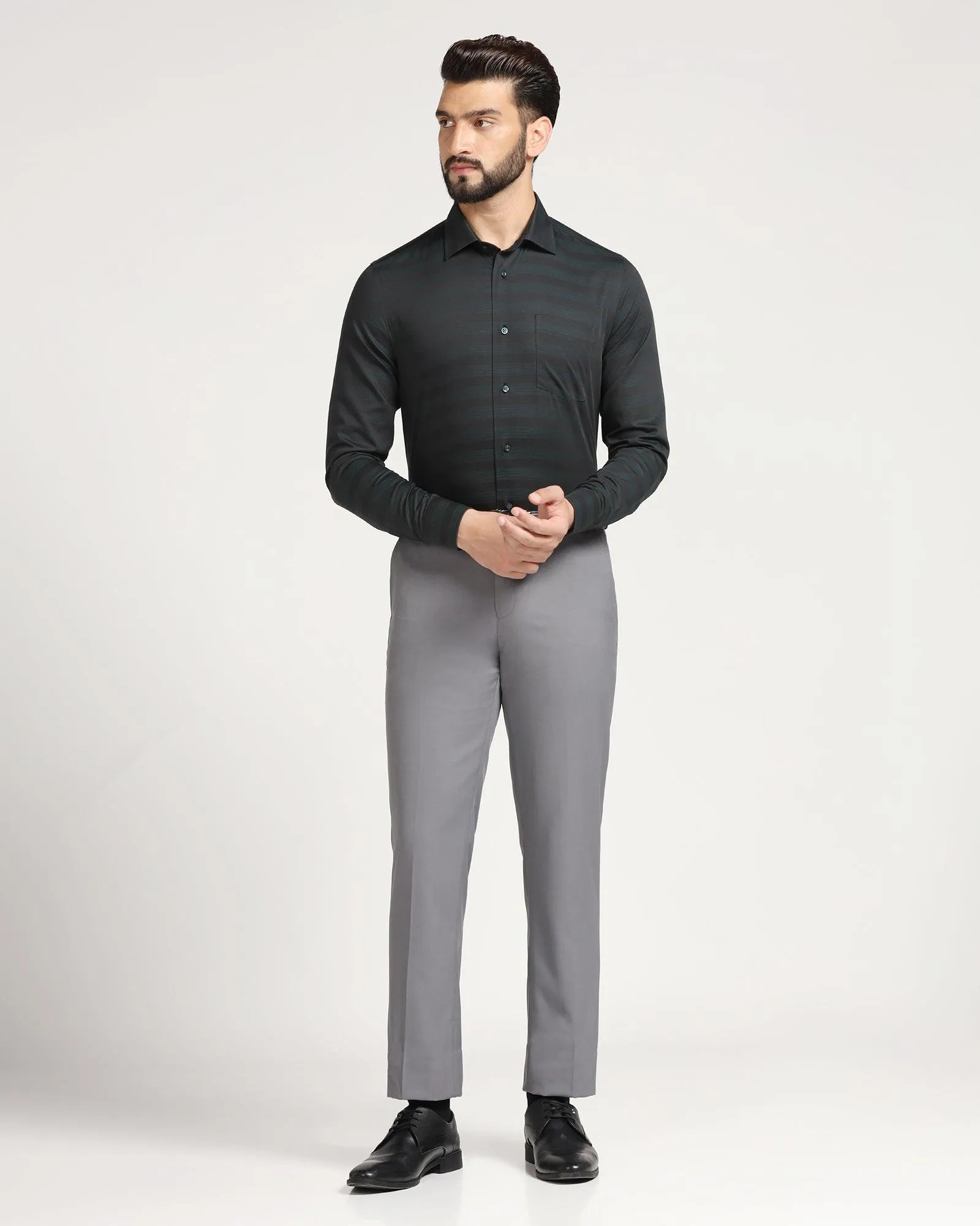 Straight B-90 Formal Grey Solid Trouser - Nedward