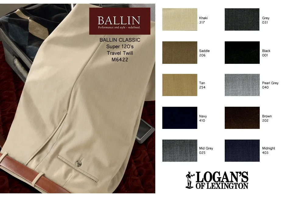 Super 120's Travel Twill Dress Pant in 8 colors by Ballin