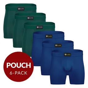 Sweat Proof Men's Boxer Briefs with Pouch - Mix 6-Pack (3x Green, Navy)