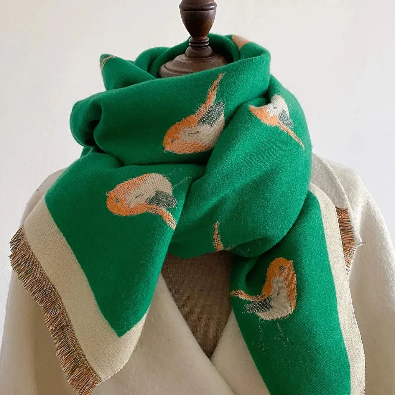 Sweet Bird Prints Woolen Shawl Scarves