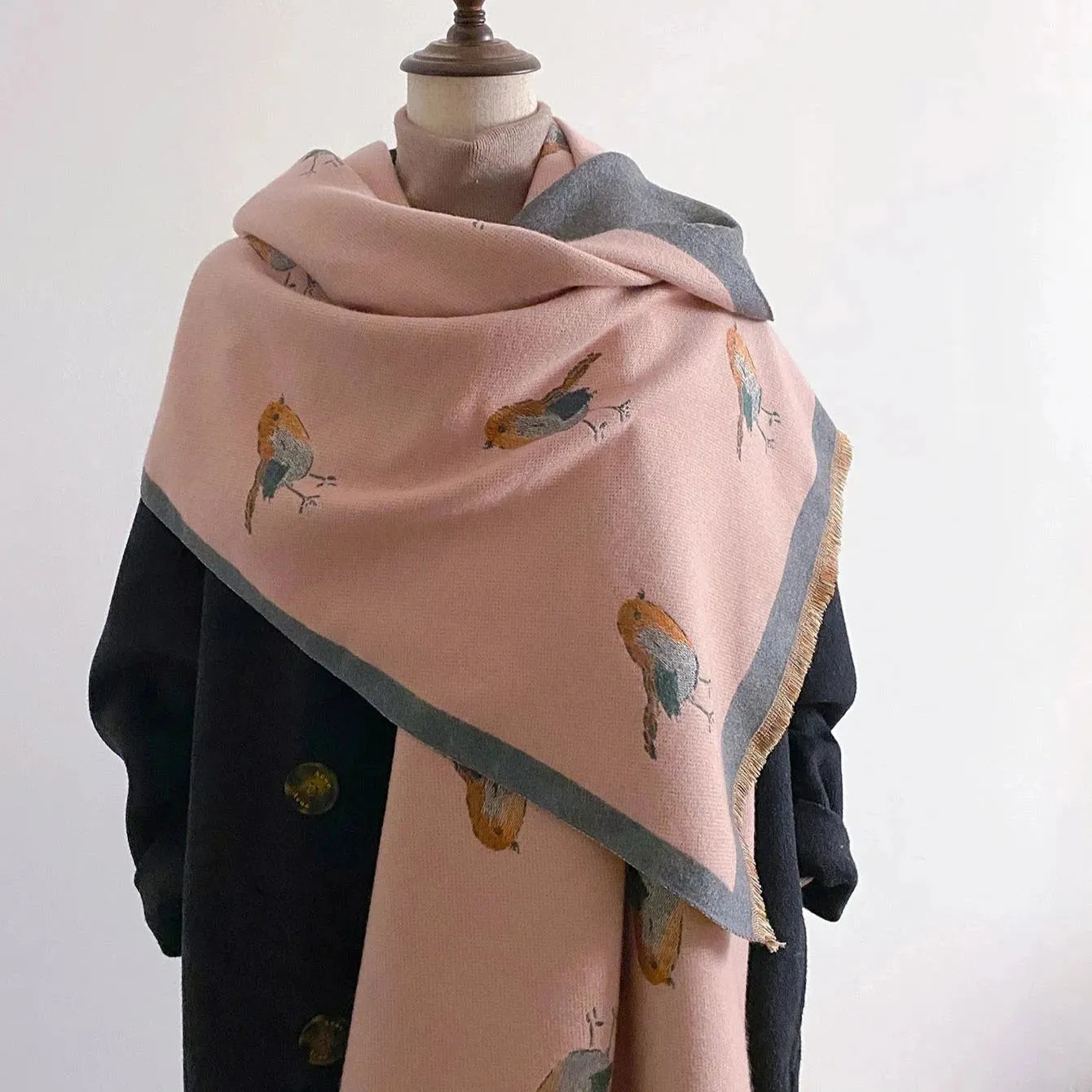 Sweet Bird Prints Woolen Shawl Scarves