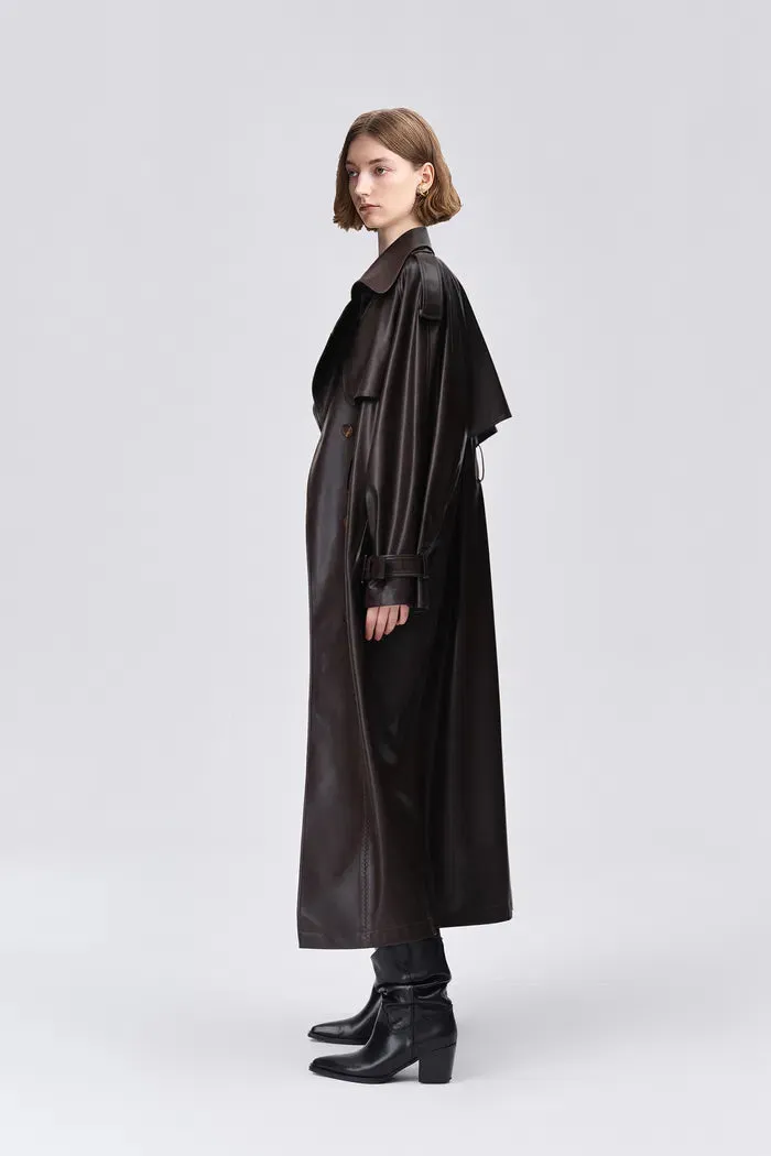 Tai Trench Coat in Faux Nappa Leather