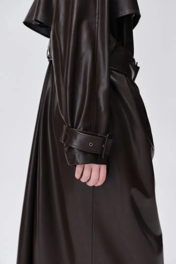 Tai Trench Coat in Faux Nappa Leather