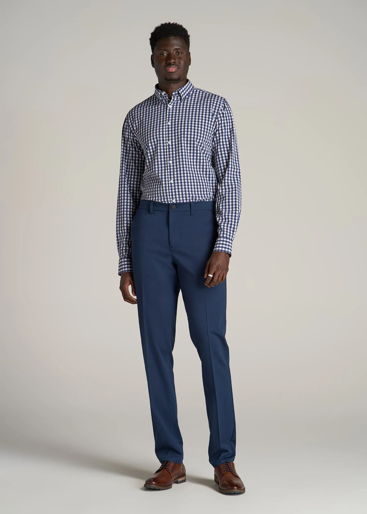 TAPERED-FIT Stretch Dress Pants for Tall Men in Marine Navy