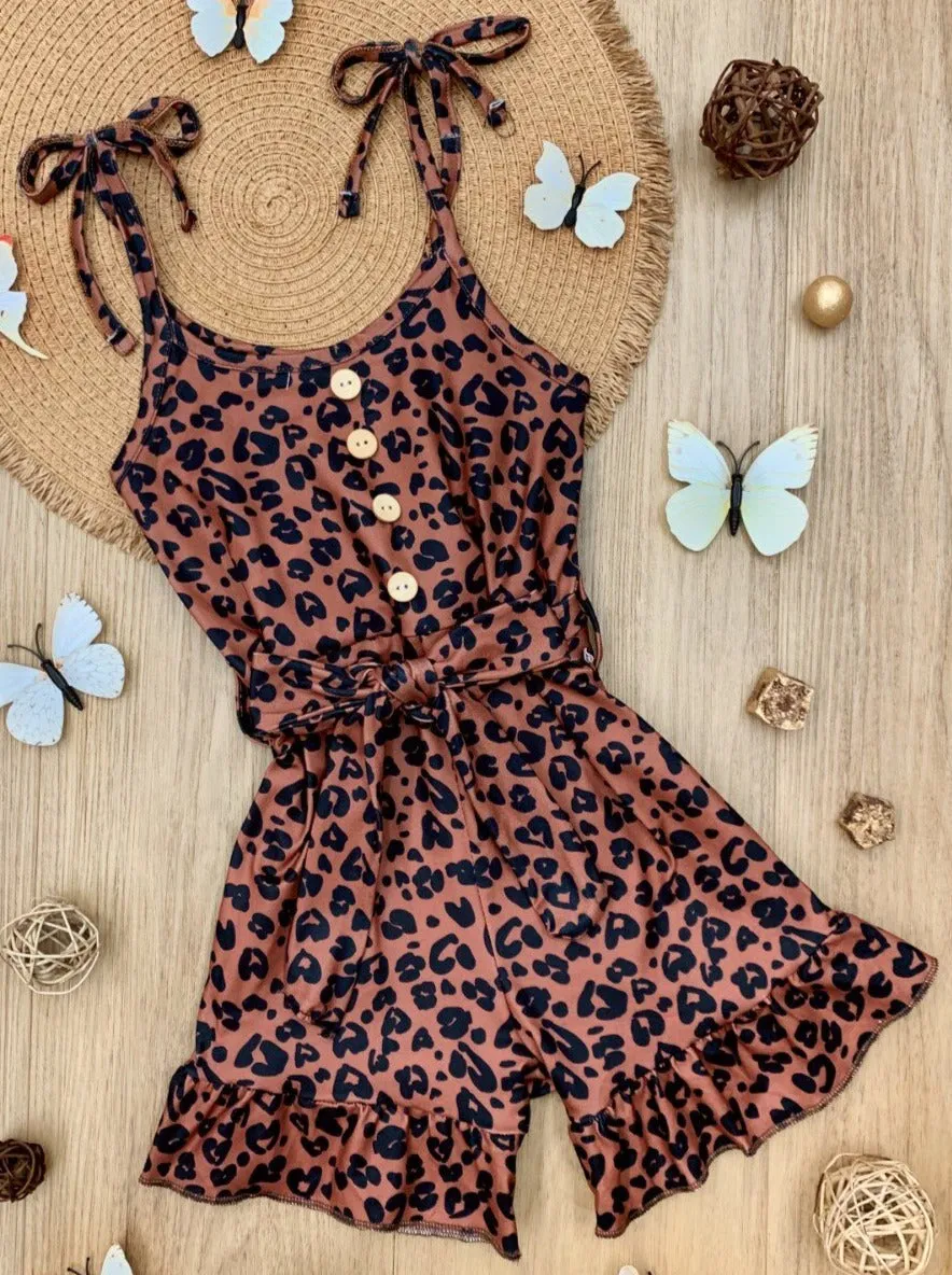 The Fashion Leopard Drawstring Romper