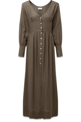 The Gertrude Linen Maxi Dress in mocha