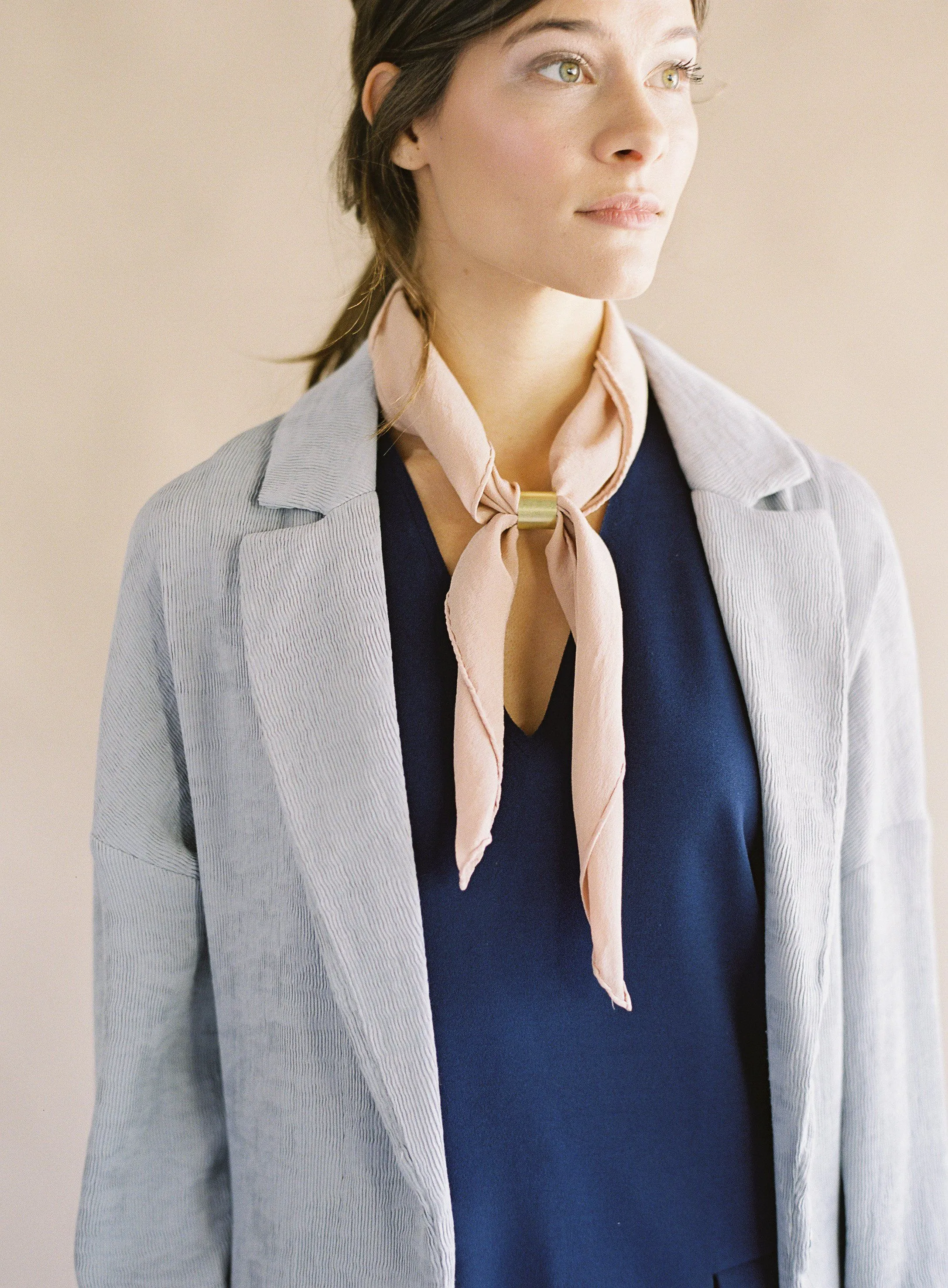 'The Scout' Washable Silk Scarf in Peach