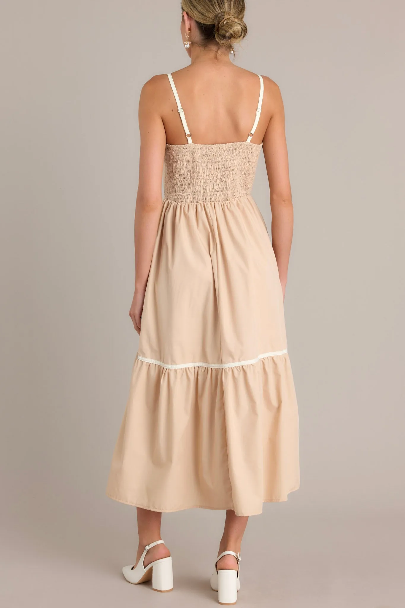 Timeless Charm Beige Square Neck Maxi Dress