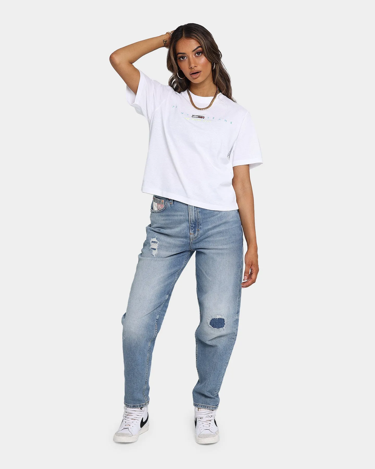 Tommy Jeans Women's Boxy Crop Modern Logo T-Shirt White