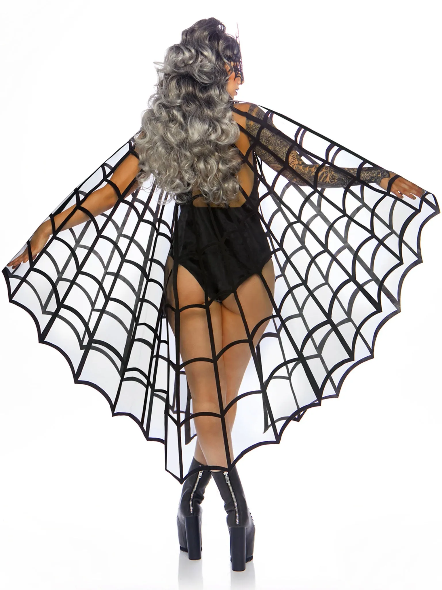 Velvet Flocked Web Cape Poncho