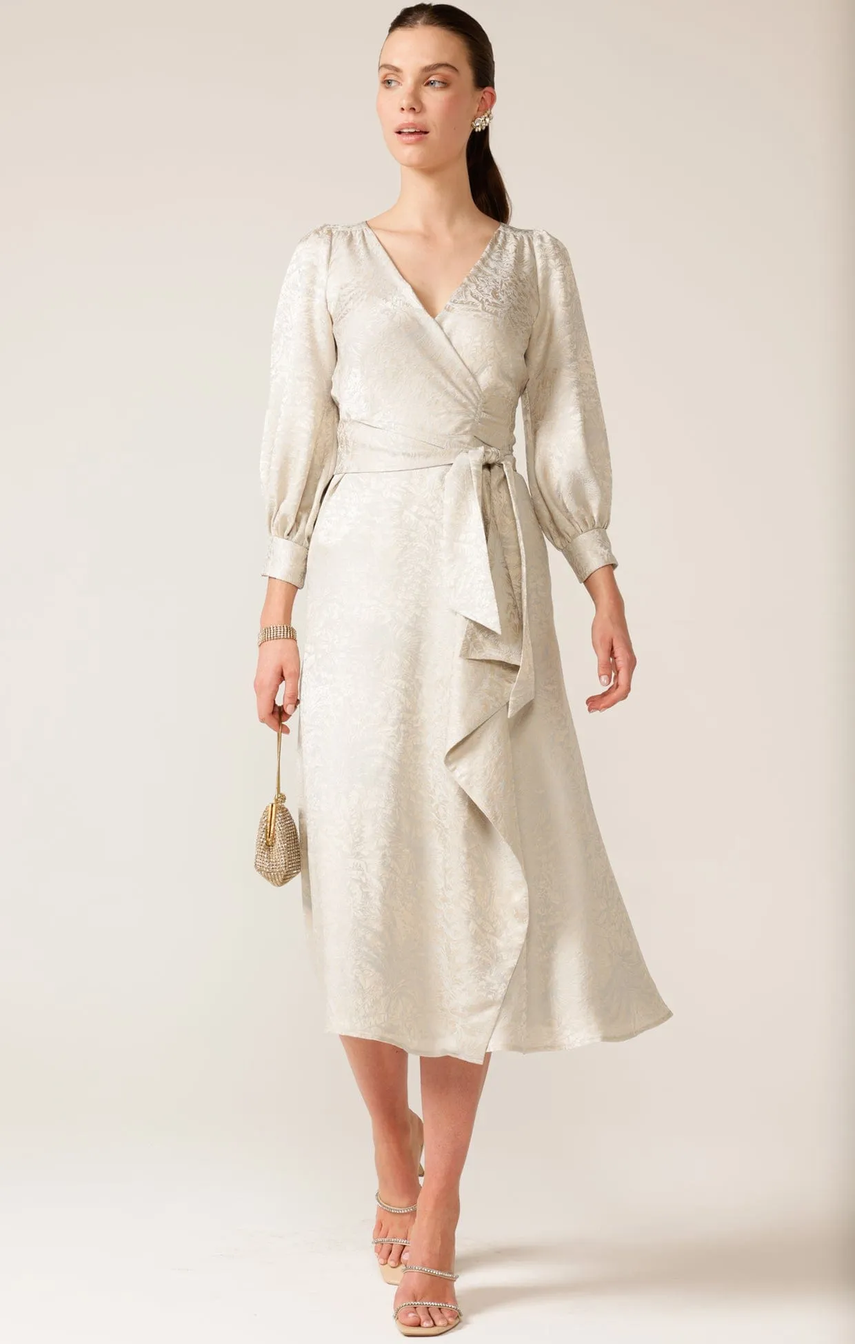 VERSAILLES WRAP DRESS IN OYSTER