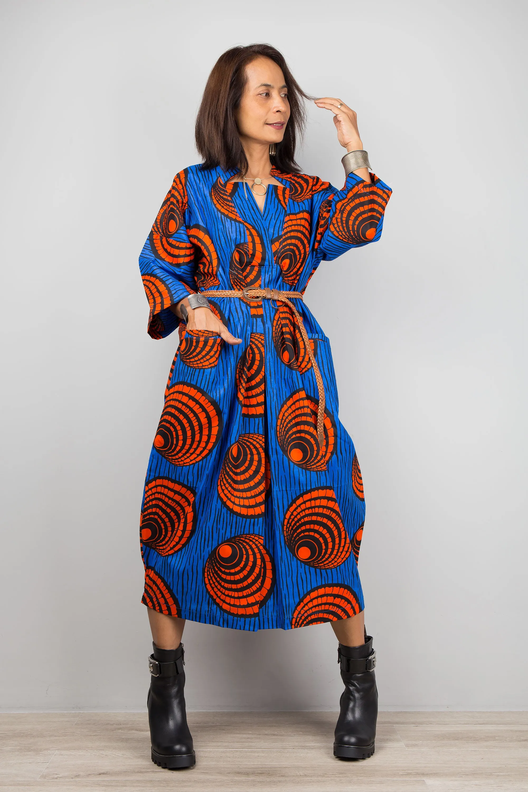 Vibrant Ankara Kaftan Dress: African Print Dress for Women