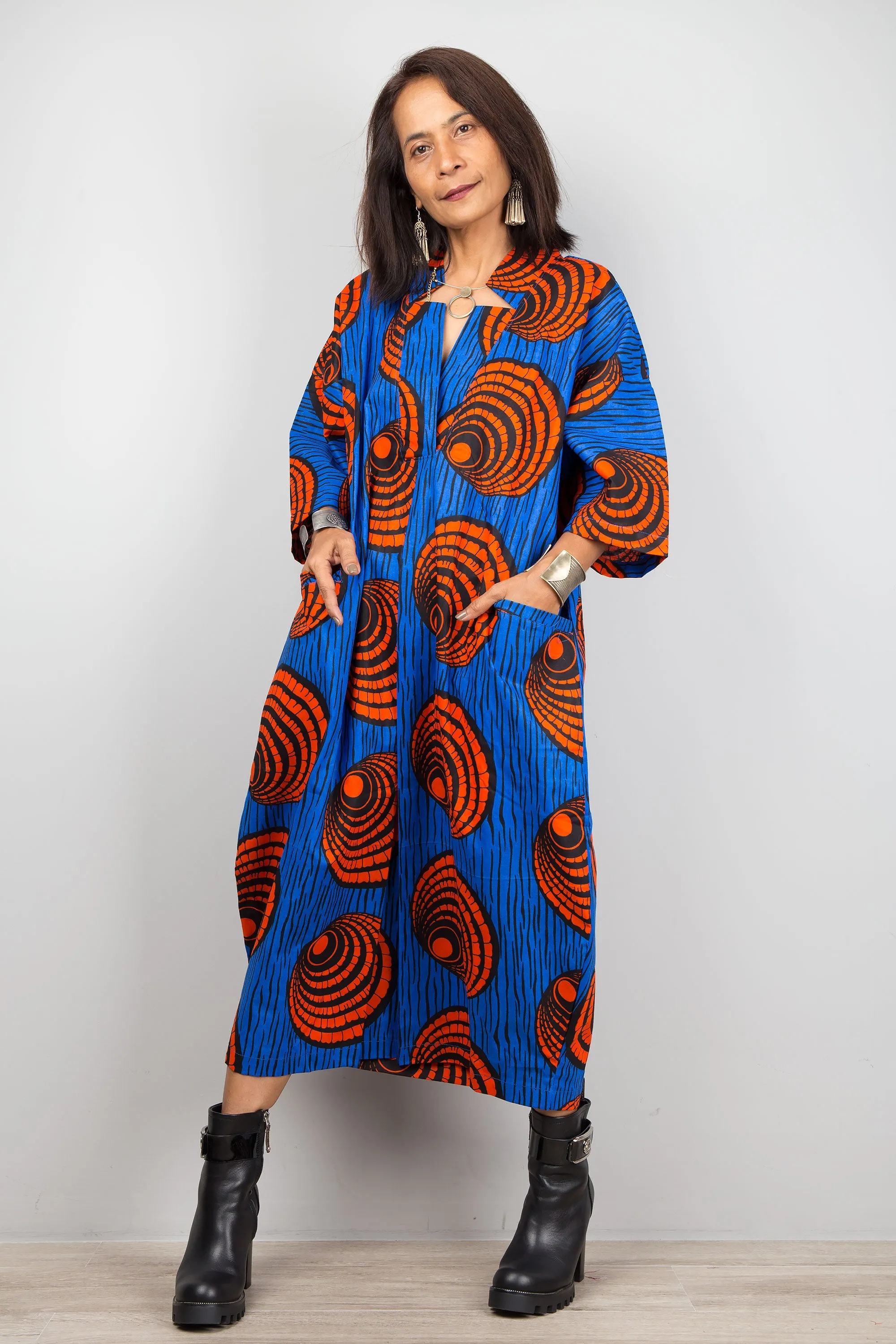 Vibrant Ankara Kaftan Dress: African Print Dress for Women