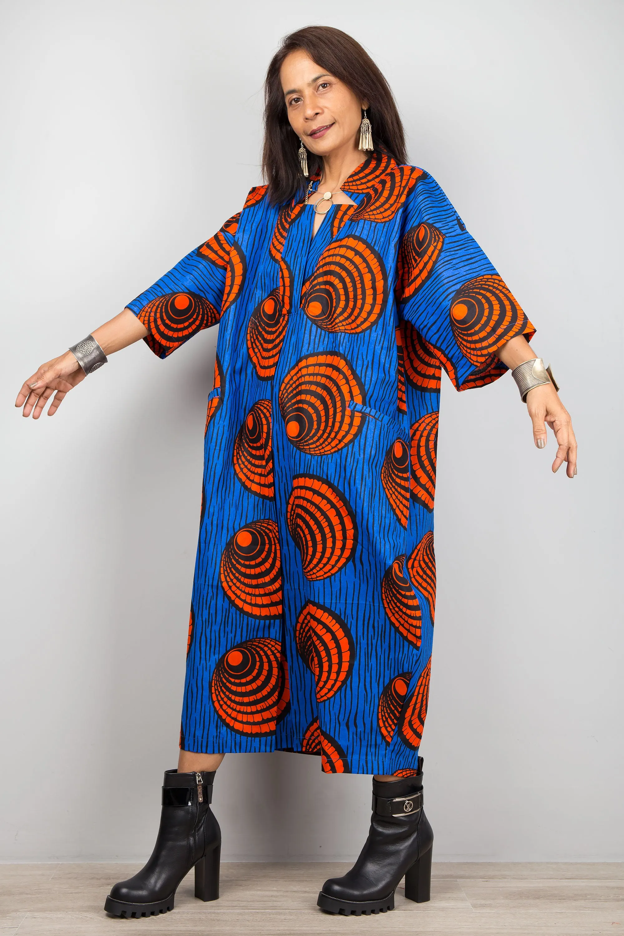 Vibrant Ankara Kaftan Dress: African Print Dress for Women