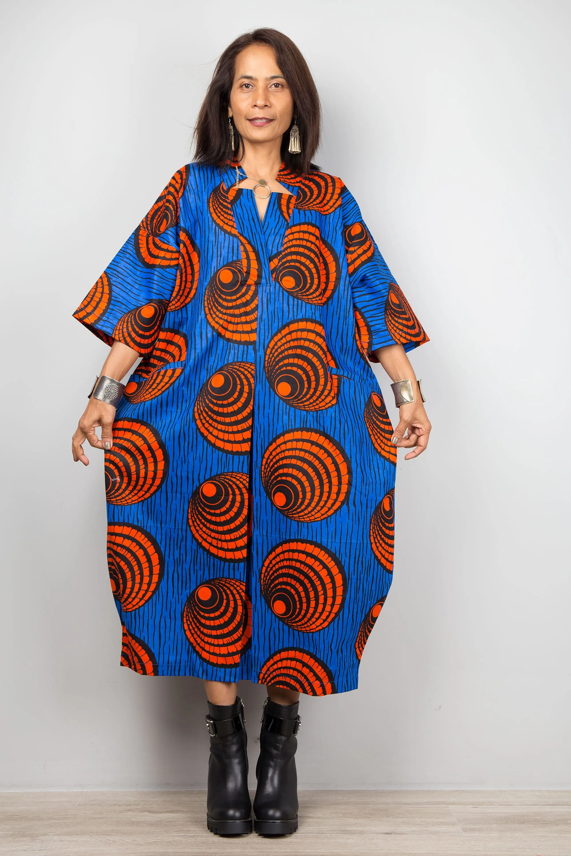 Vibrant Ankara Kaftan Dress: African Print Dress for Women