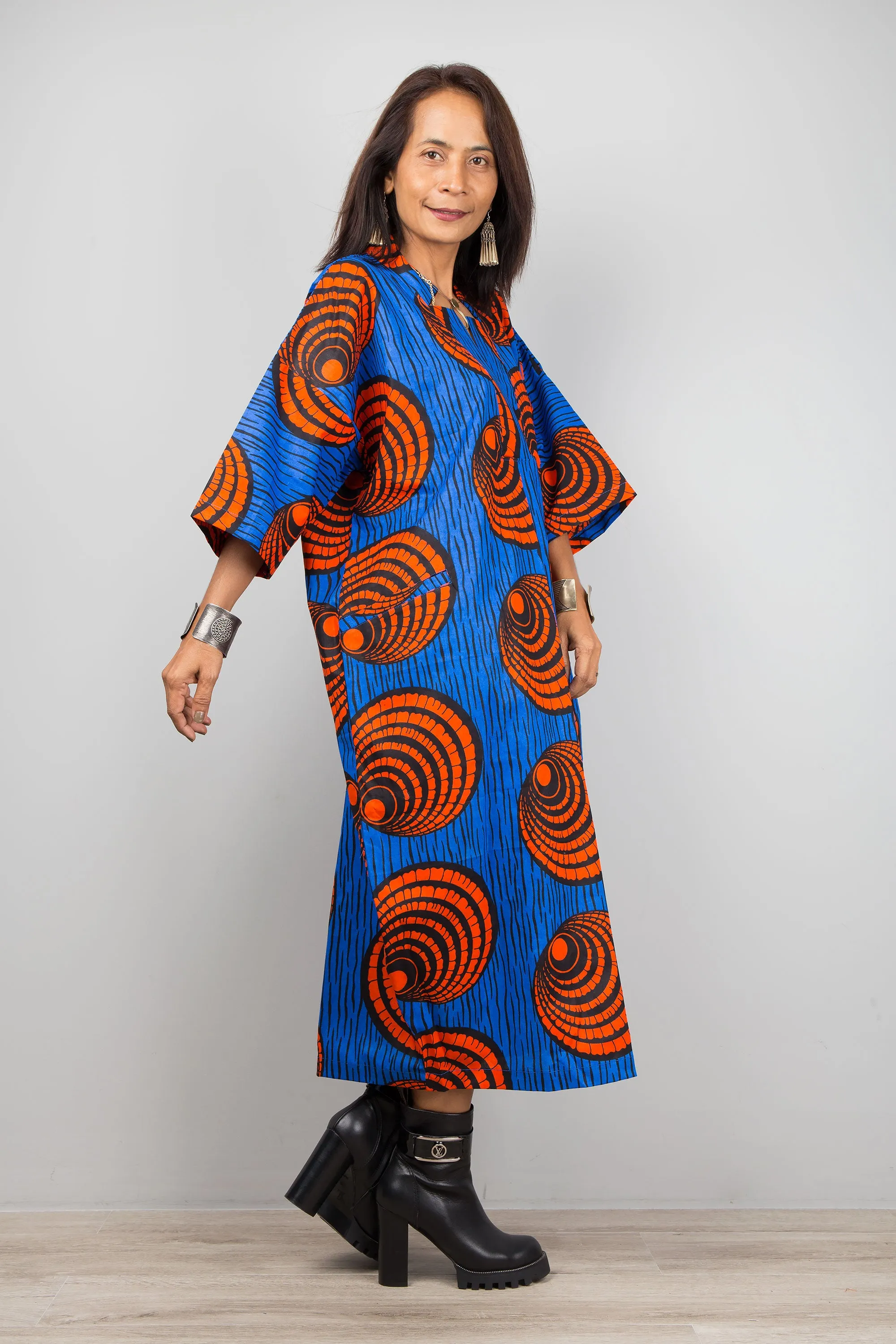 Vibrant Ankara Kaftan Dress: African Print Dress for Women