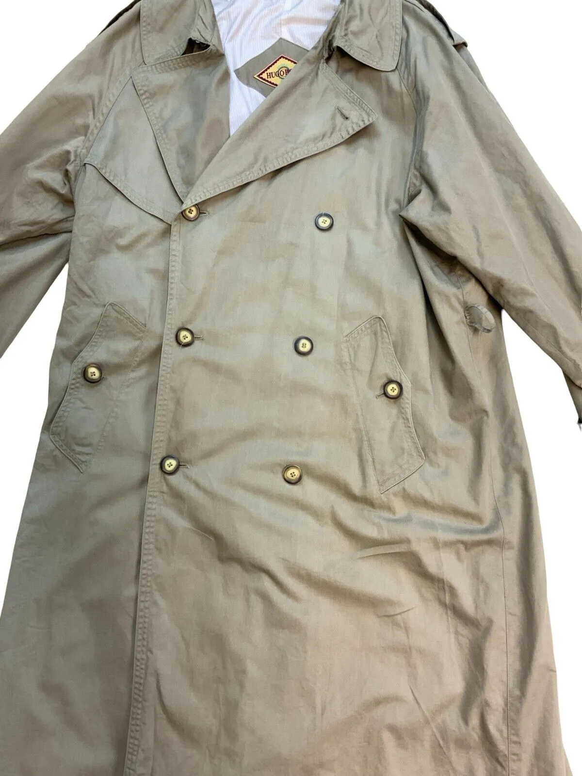 VINTAGE 90s HUGO BOSS TRENCH COAT BEIGE KHAKI SIZE XL