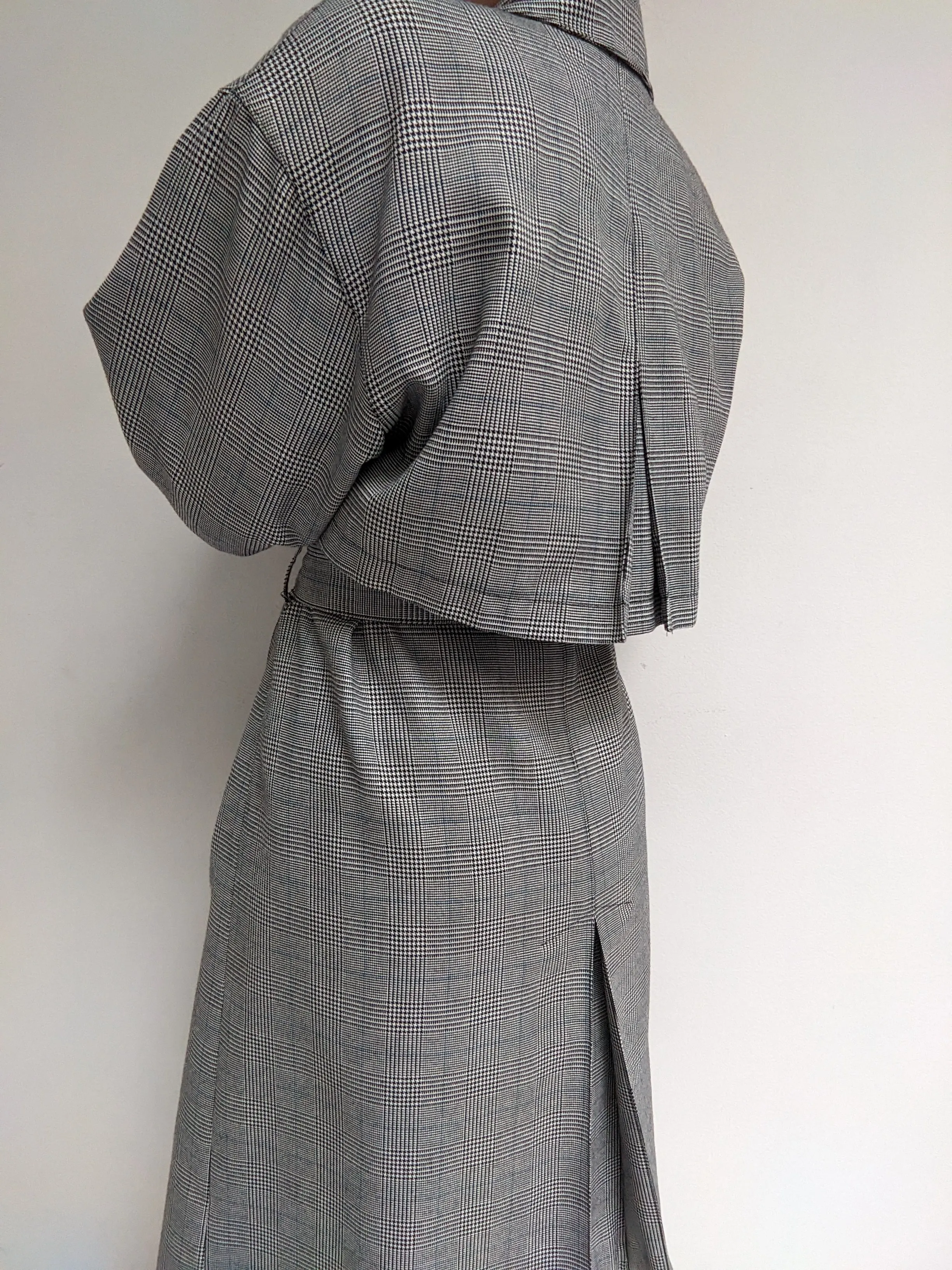 Vintage Belted Plaid Trench Coat