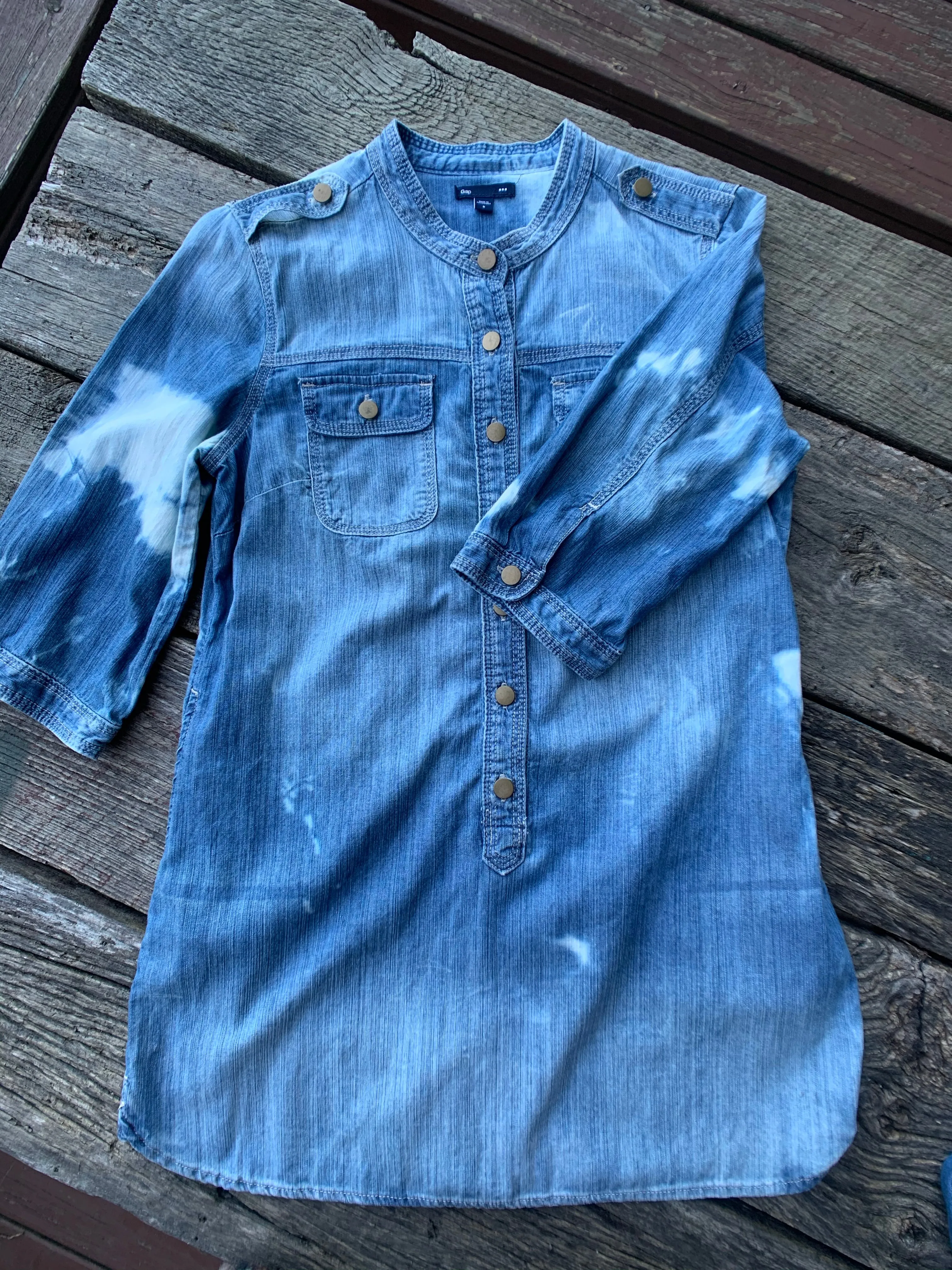 Vintage Gap Distressed Denim Shirt Dress