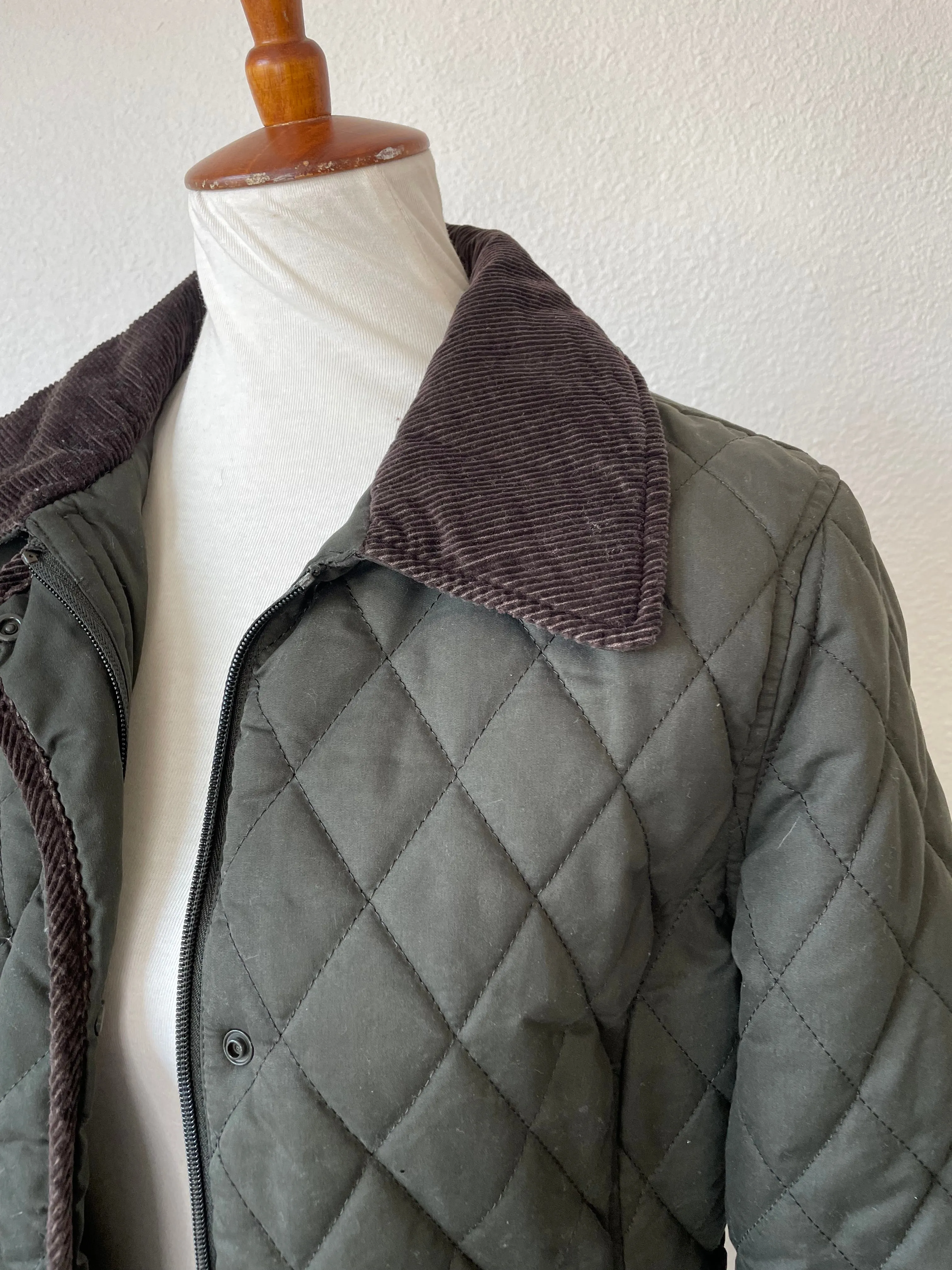 Vintage Green Quilted Coat (M)