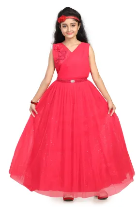 WENTYF Full Length Party / Festive Gown for Girls (Red)