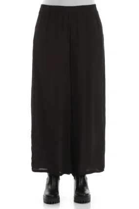 Wide Black Viscose Trousers